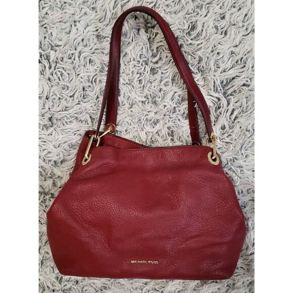 Michael Kors Raven Crimson Red Leather Shoulder Tote Bag Large Tri-Section, COA - Picture 2 of 16